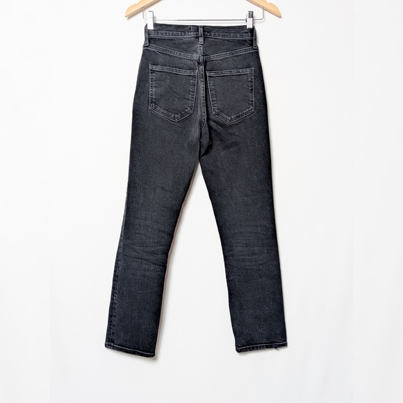 AGOLDE Riley Crop Jeans Black Straight Leg 24 - Picture 6 of 10